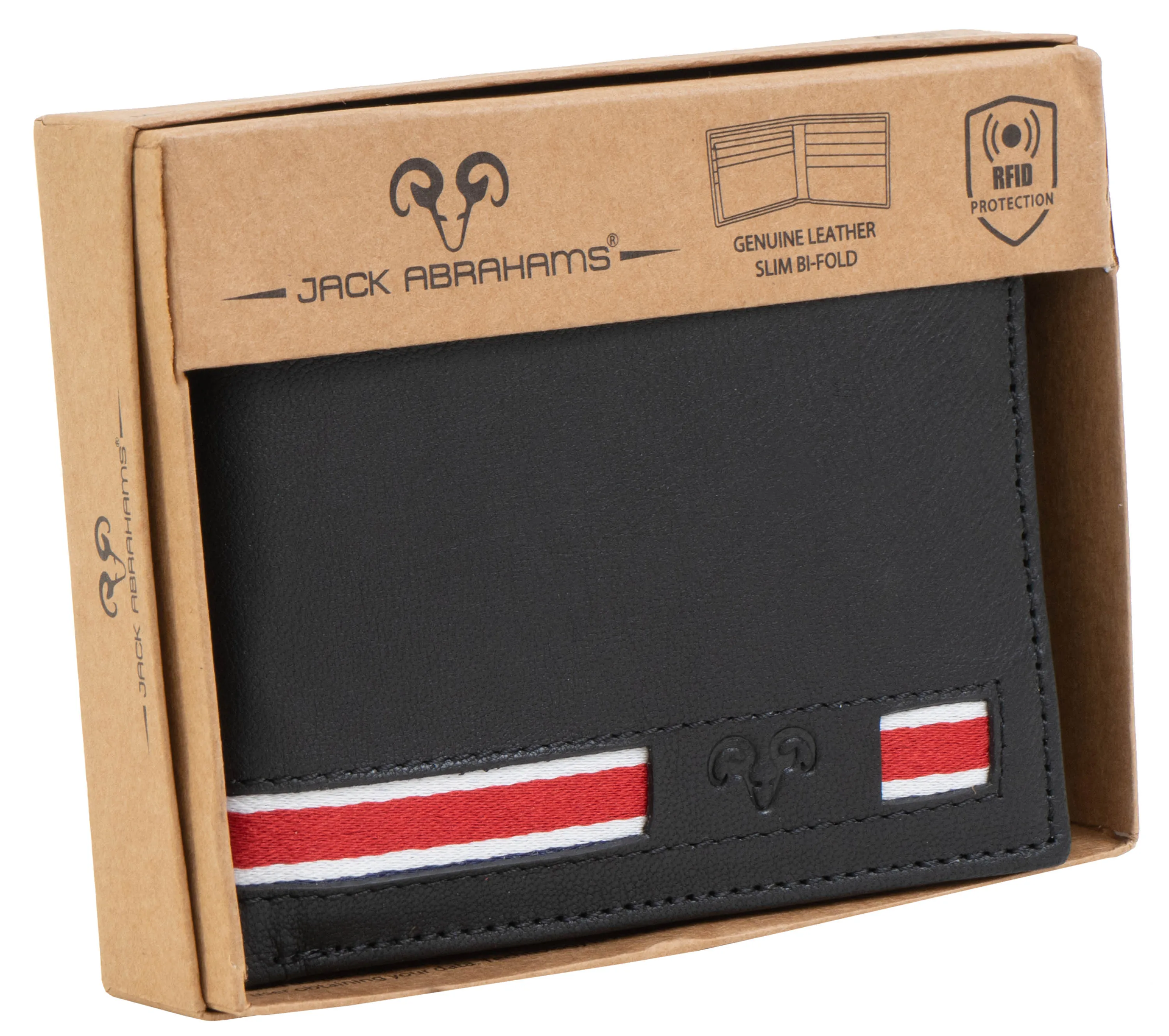 Jack Abrahams Goat Nappa Leather Bi-Fold Minimalist Wallet Black