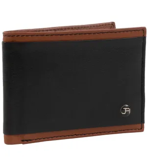 Jack Abrahams Goat Nappa Leather Bi-Fold Stylish Wallet Black/Cognac