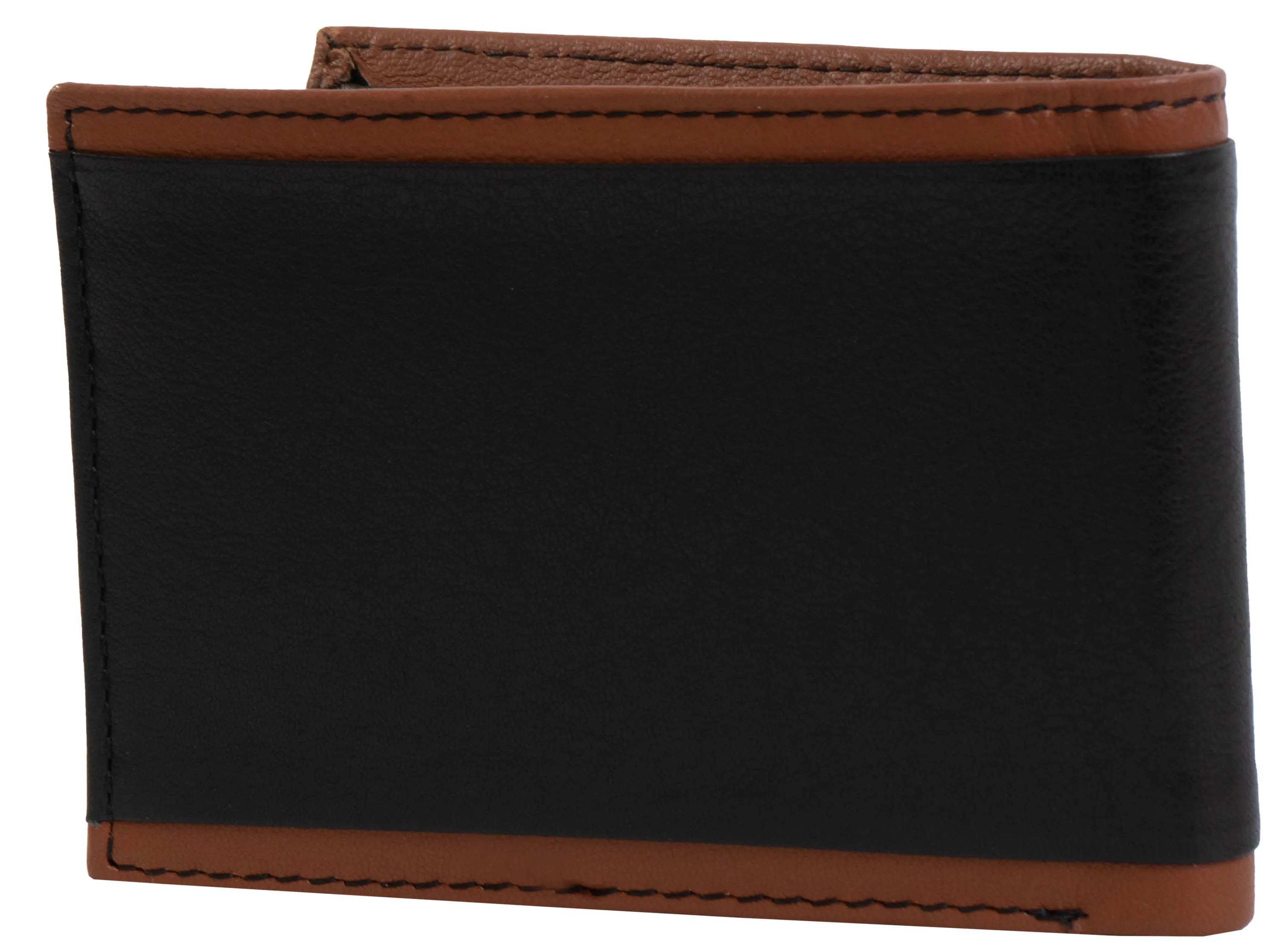 Jack Abrahams Goat Nappa Leather Bi-Fold Stylish Wallet Black/Cognac