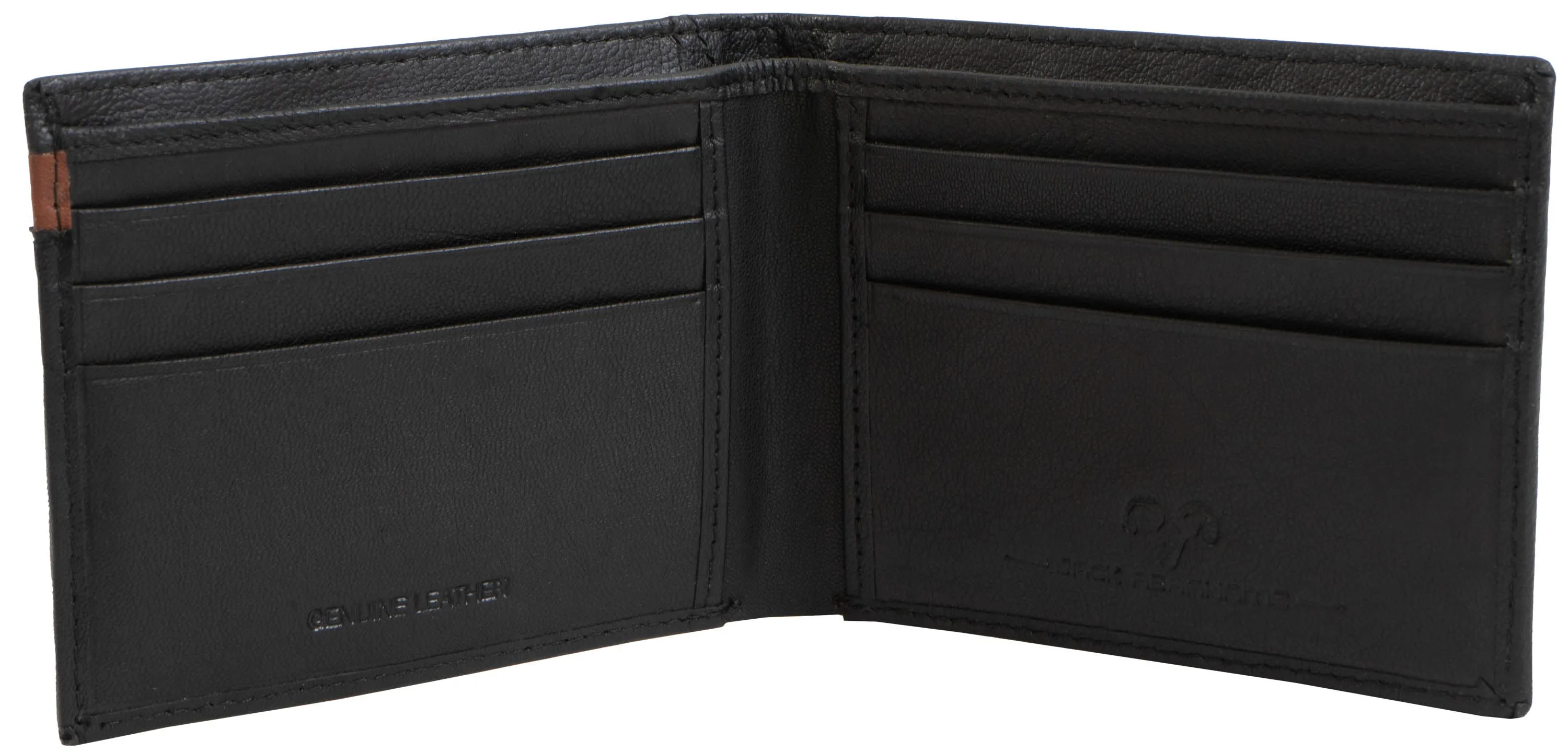 Jack Abrahams Goat Nappa Leather Bi-Fold Top Front Wallet Black/Cognac