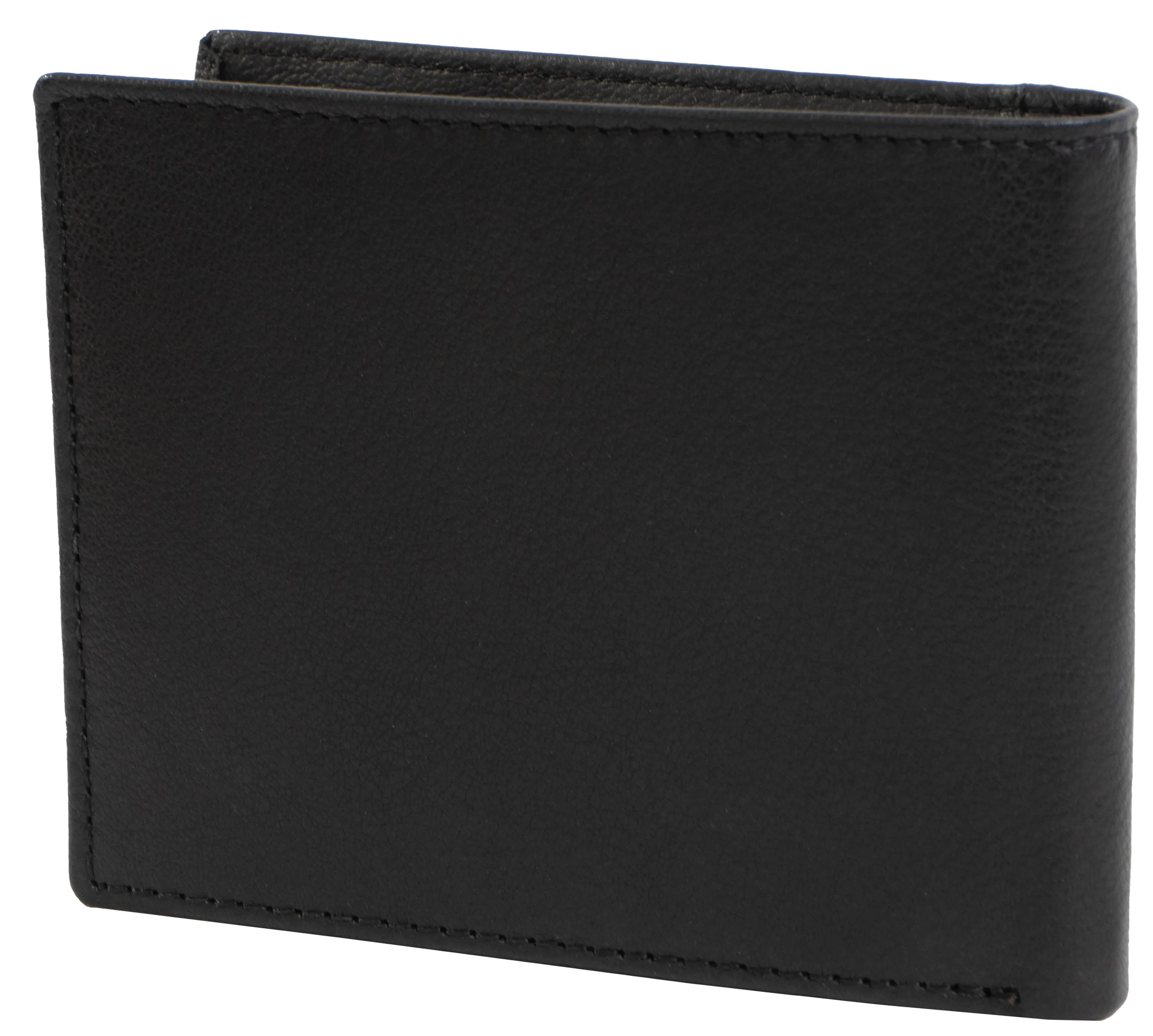 Jack Abrahams Goat Nappa Leather Bi-Fold Top Front Wallet Black/Cognac