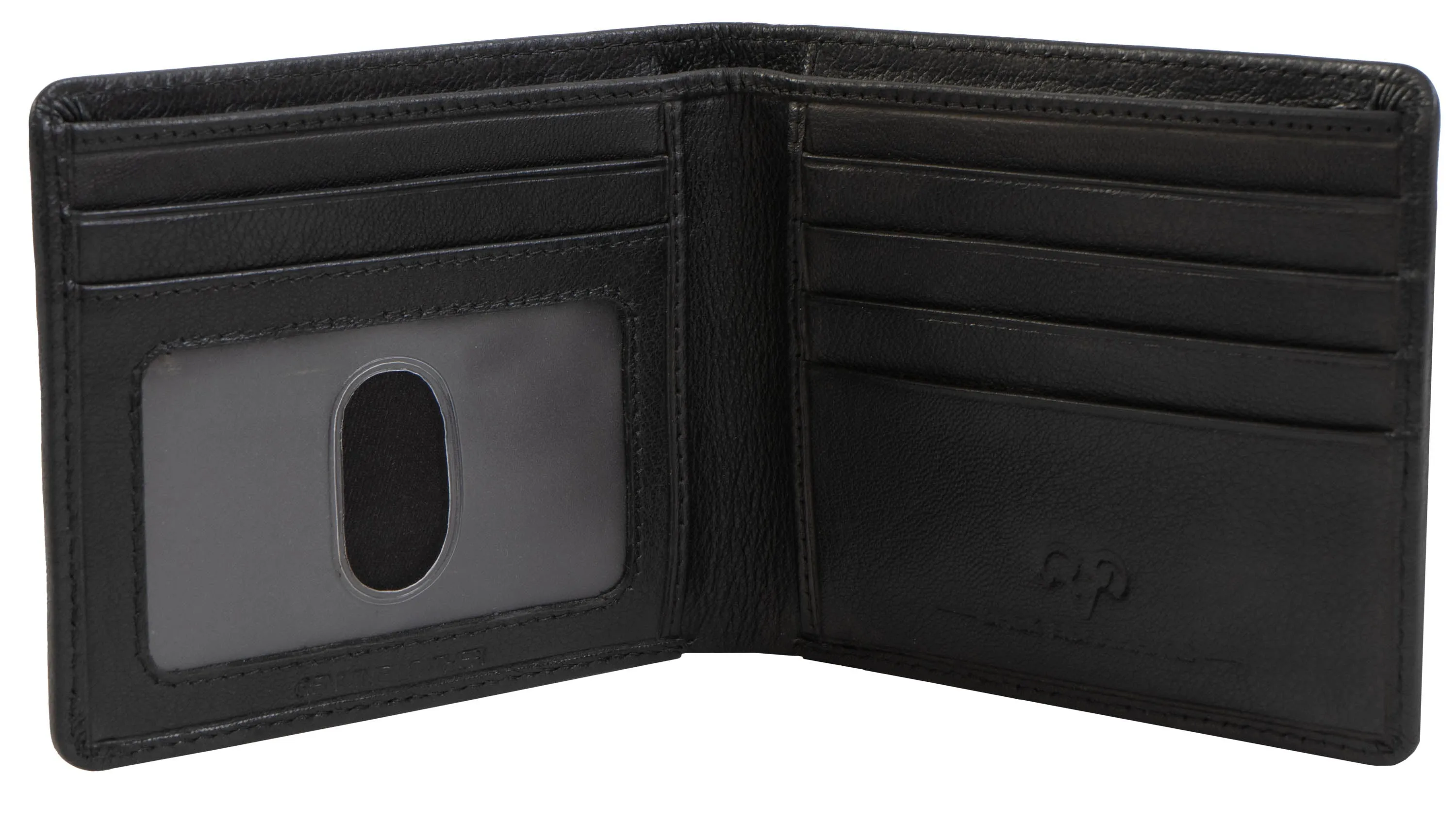 Jack Abrahams Goat Nappa Leather Bi-Fold Wallet with Flip ID Window Brown/Cognac