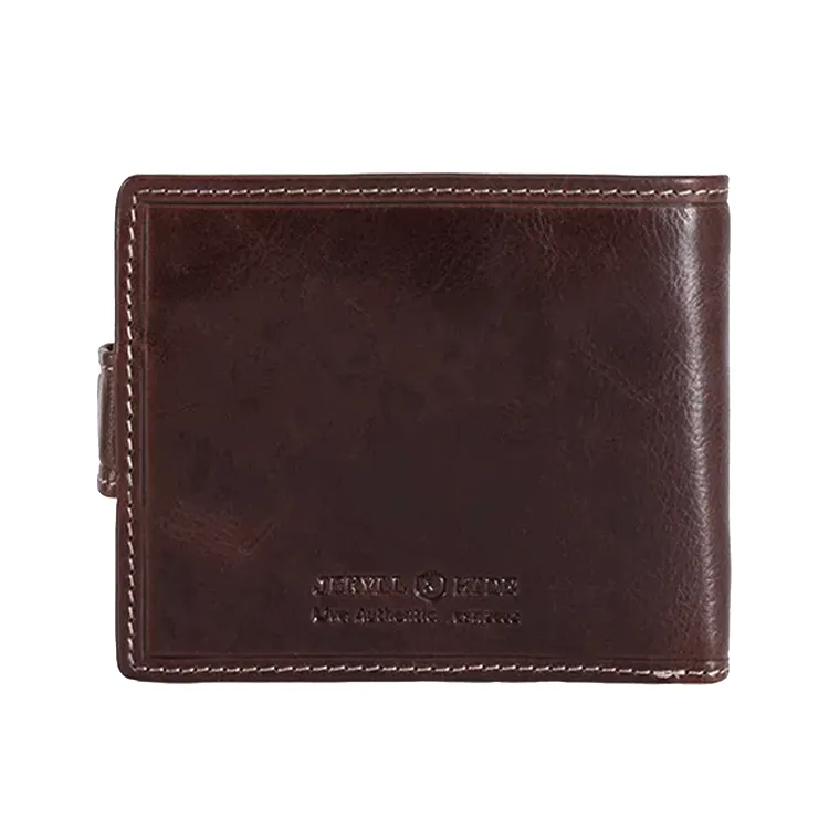 Jekyll & Hide Leather Bifold Wallet with Coin and ID Window - Mocha