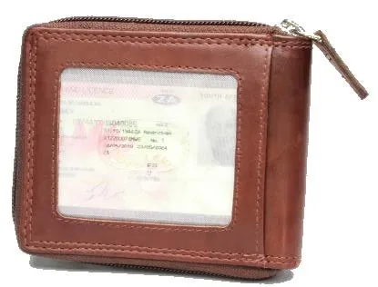 Johnny Black Bavaria Zip Around Leather Wallet - RFID | Brown