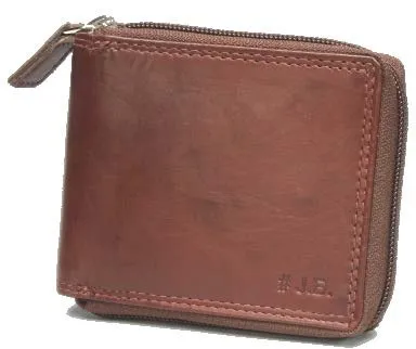 Johnny Black Bavaria Zip Around Leather Wallet - RFID | Brown