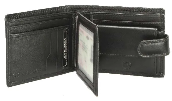 Johnny Black Chicago 9CC Bi-fold Leather Wallet - RFID | Black