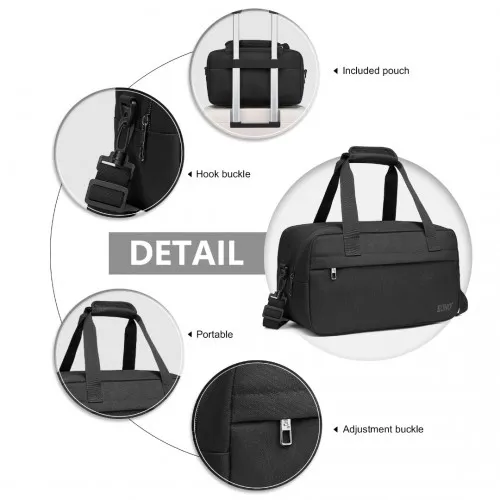 Kono Lightweight Multi Purpose Unisex Sports Travel Duffel Bag – Durable, Versatile Gym, Travel & Hand Luggage Bag in Black