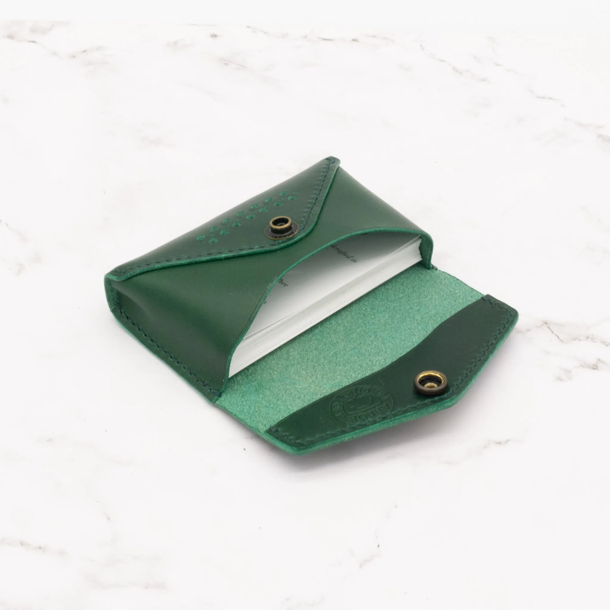 Leather Business Card Case with Snap