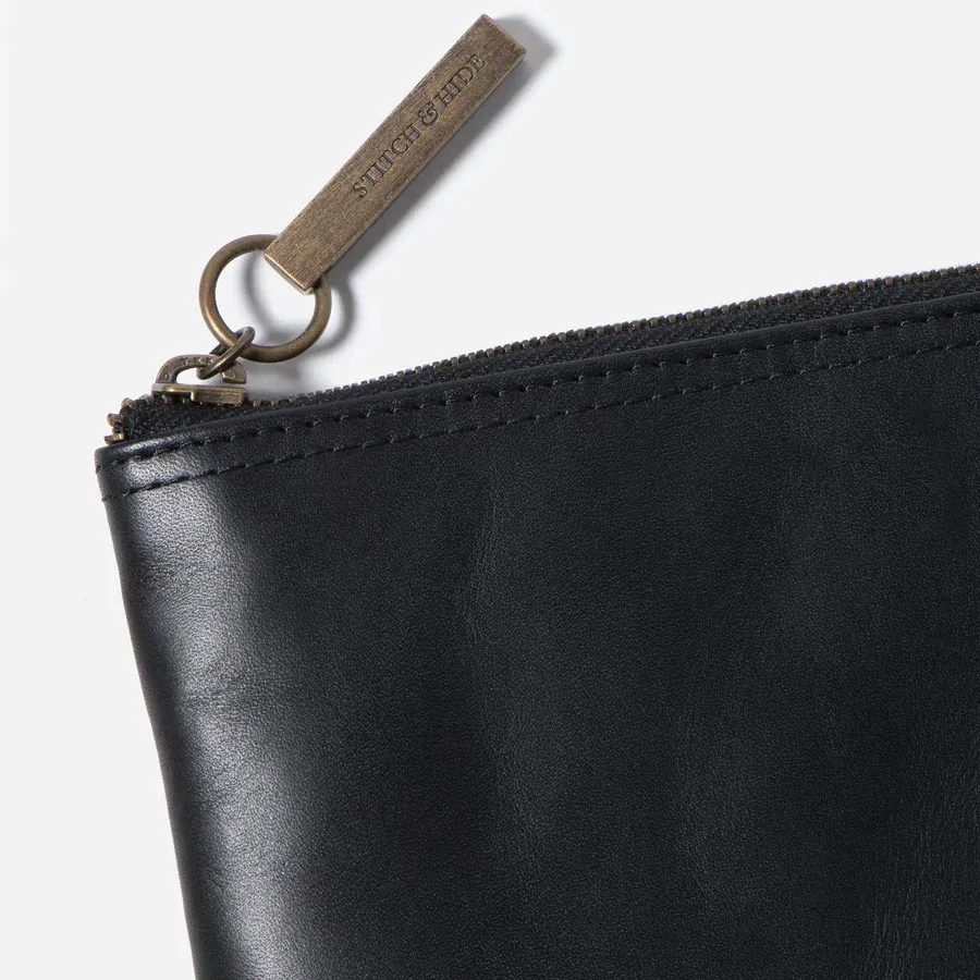 Leather Cassie Clutch Classic Collection - Black