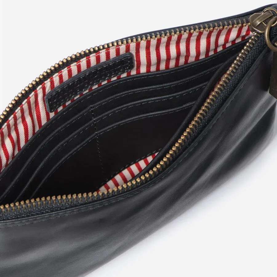 Leather Cassie Clutch Classic Collection - Black