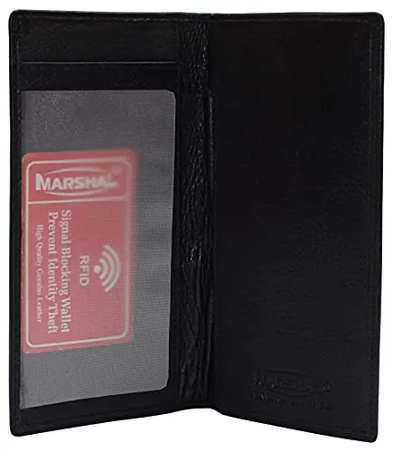 Leather Checkbook Cover for Men Women RFID Blocking by Marshal