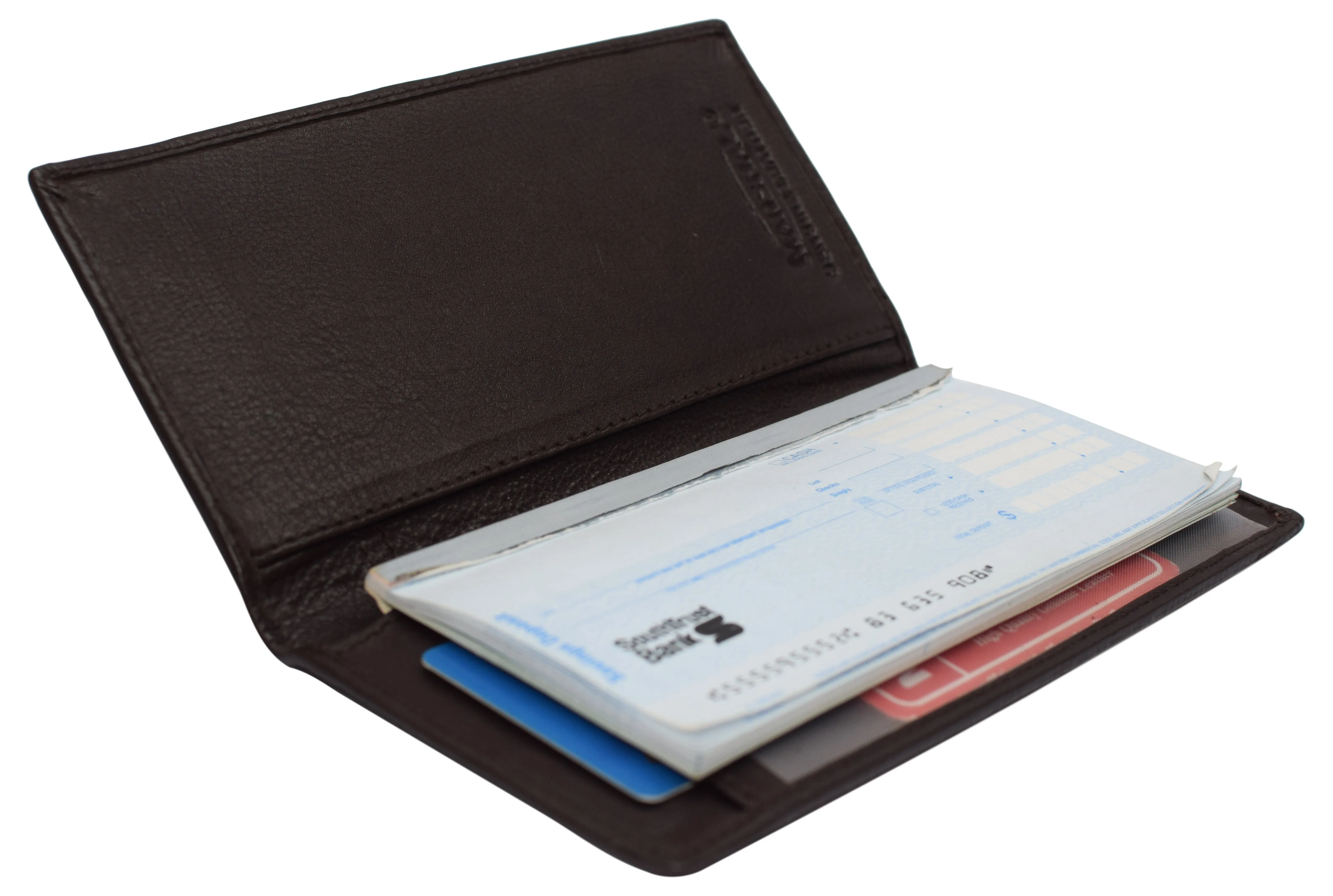 Leather Checkbook Cover for Men Women RFID Blocking by Marshal