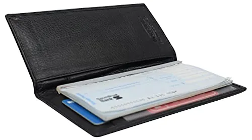 Leather Checkbook Cover for Men Women RFID Blocking by Marshal