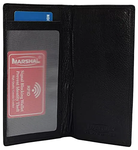 Leather Checkbook Cover for Men Women RFID Blocking by Marshal