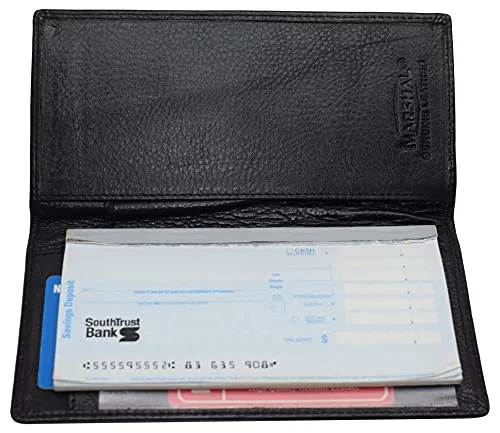 Leather Checkbook Cover for Men Women RFID Blocking by Marshal