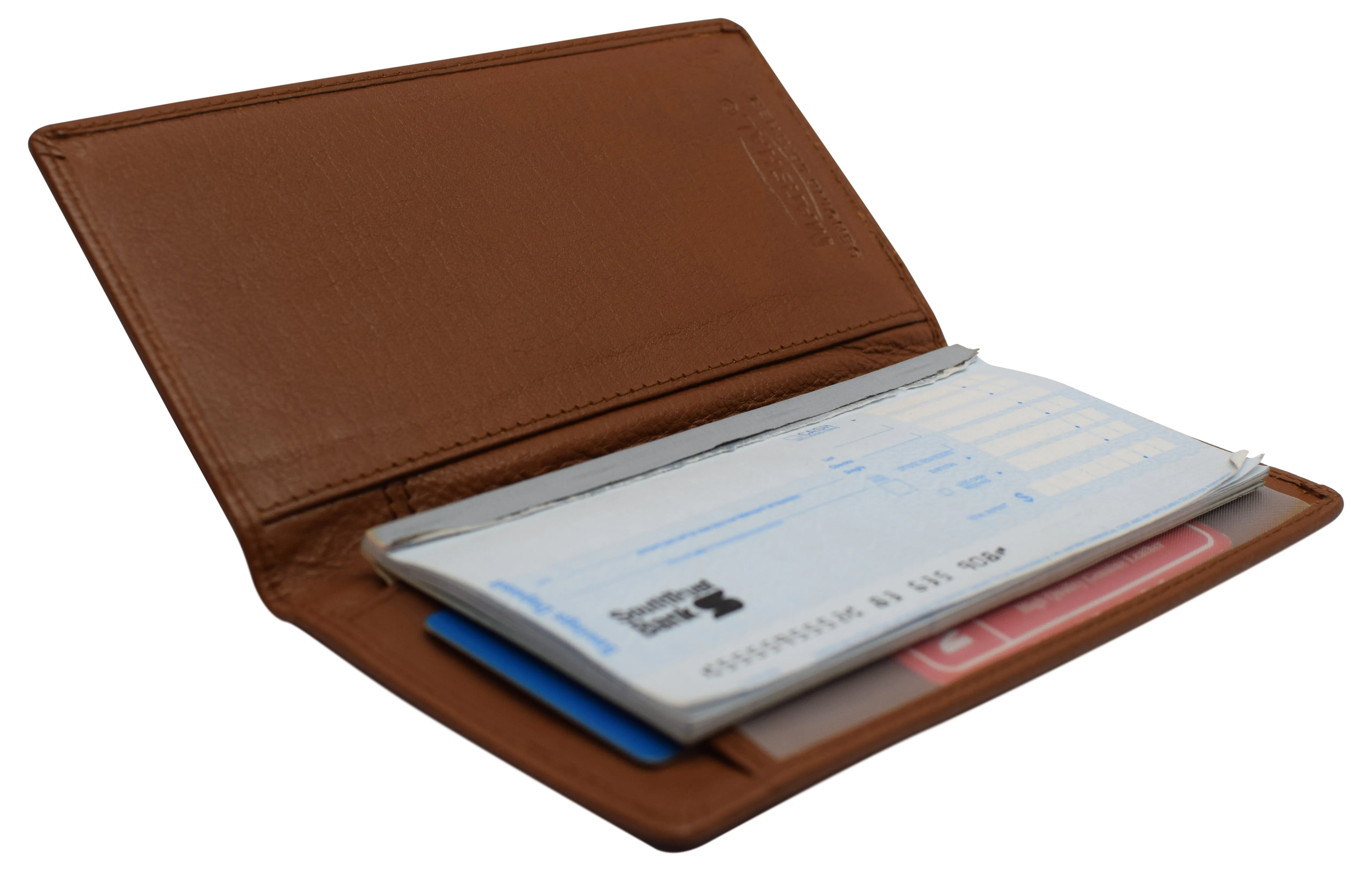 Leather Checkbook Cover for Men Women RFID Blocking by Marshal