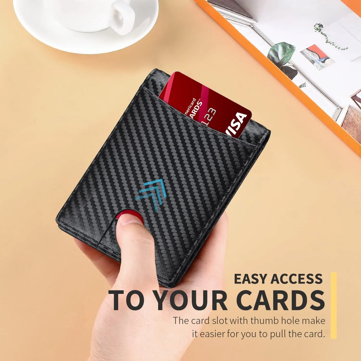 Leather Slim Wallet for Men with Money Credit Card Clip RFID Blocking Card Holder