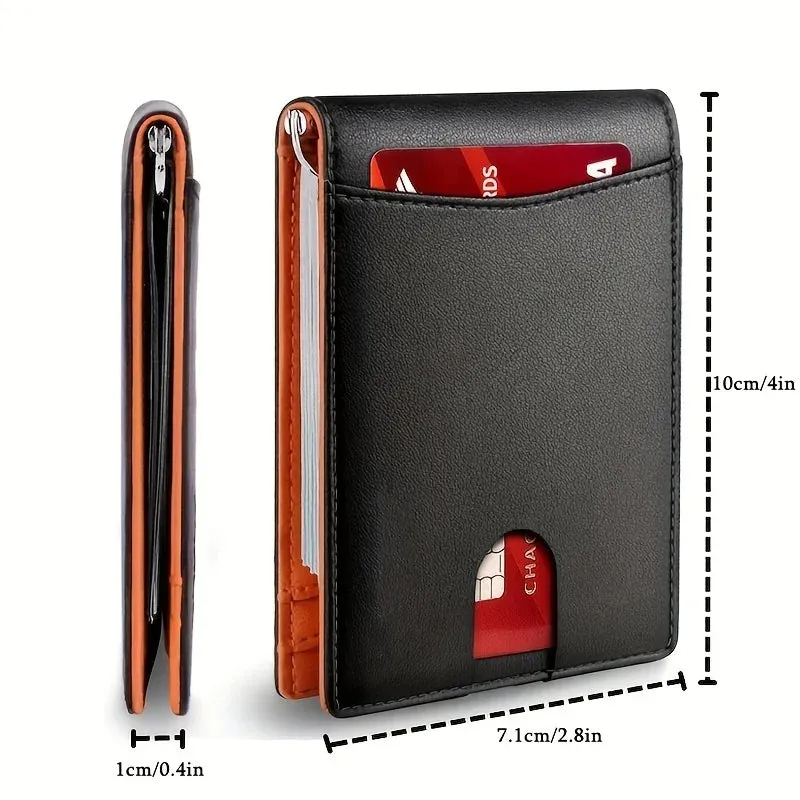 Leather Slim Wallet for Men with Money Credit Card Clip RFID Blocking Card Holder