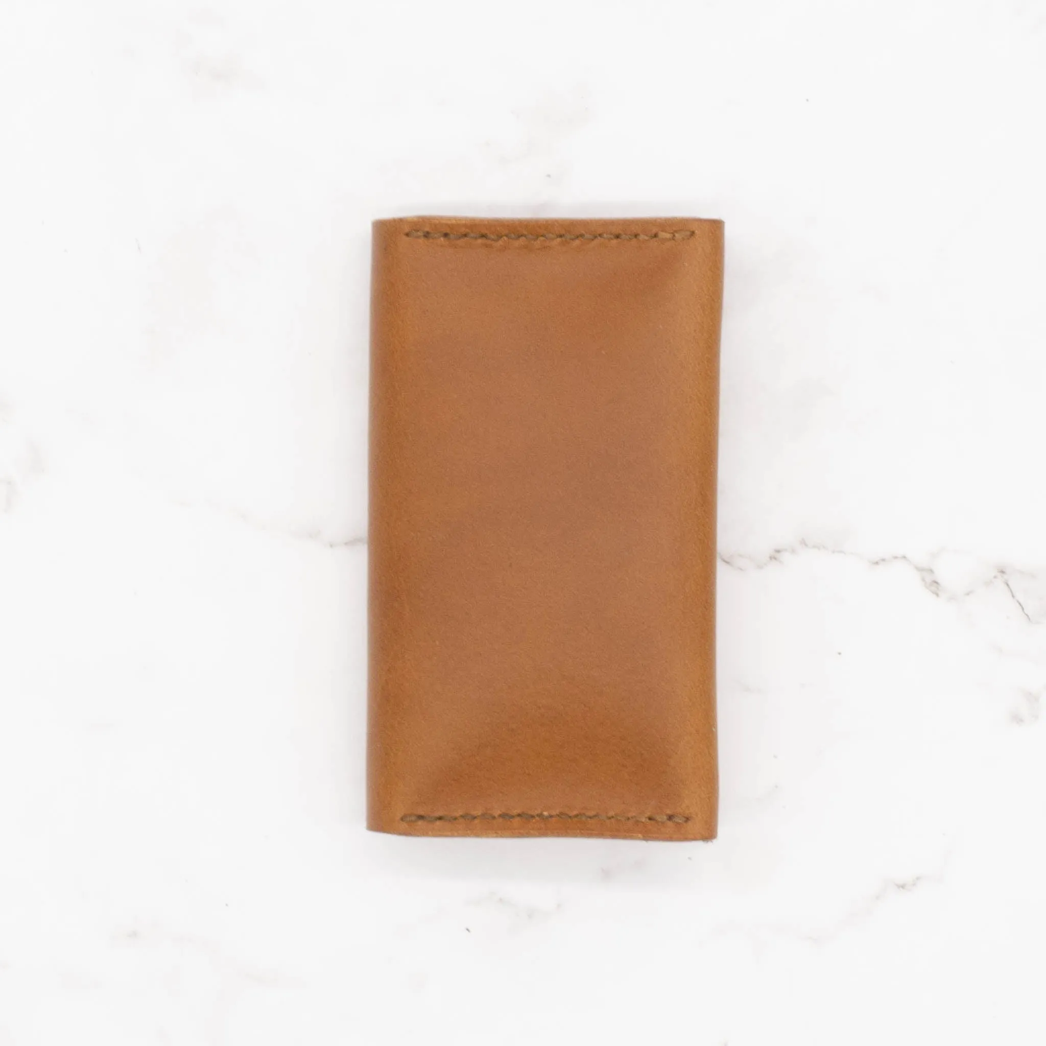 Leather Two-Pocket Gusset Business Card Holder with Snap Closure