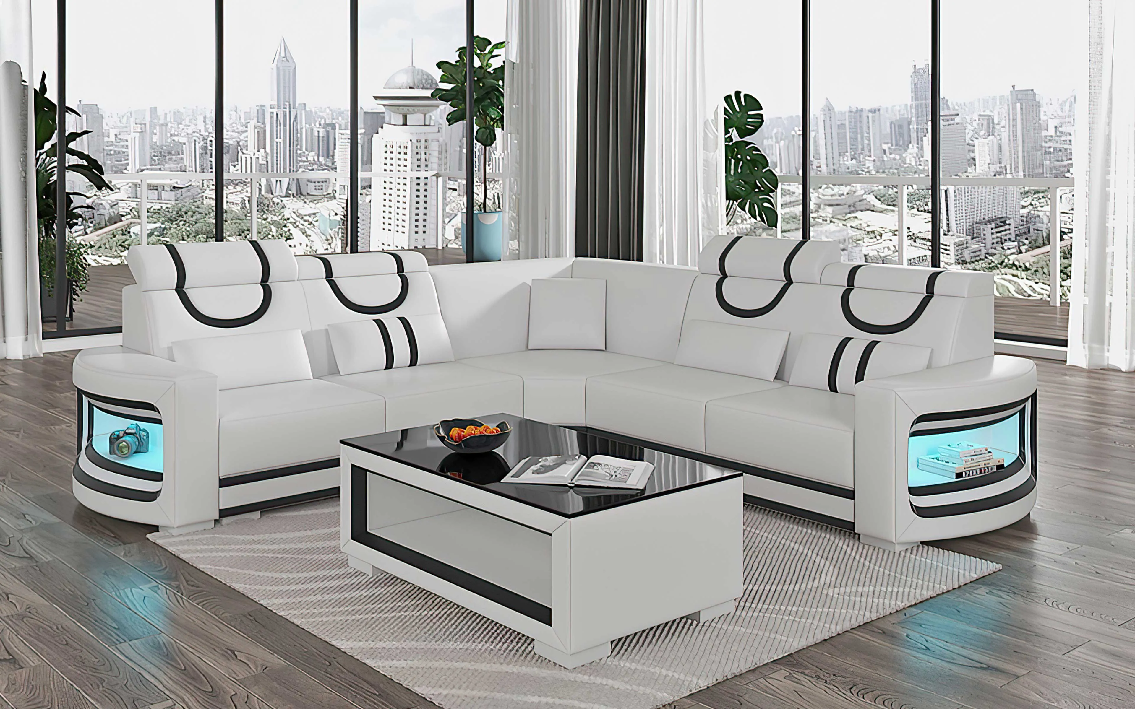 Luca Modern Corner Sectional with LED Light