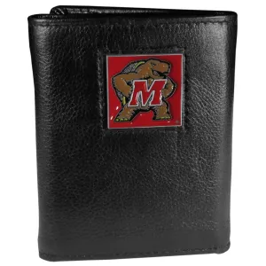 Maryland Terrapins Deluxe Leather Tri-fold Wallet