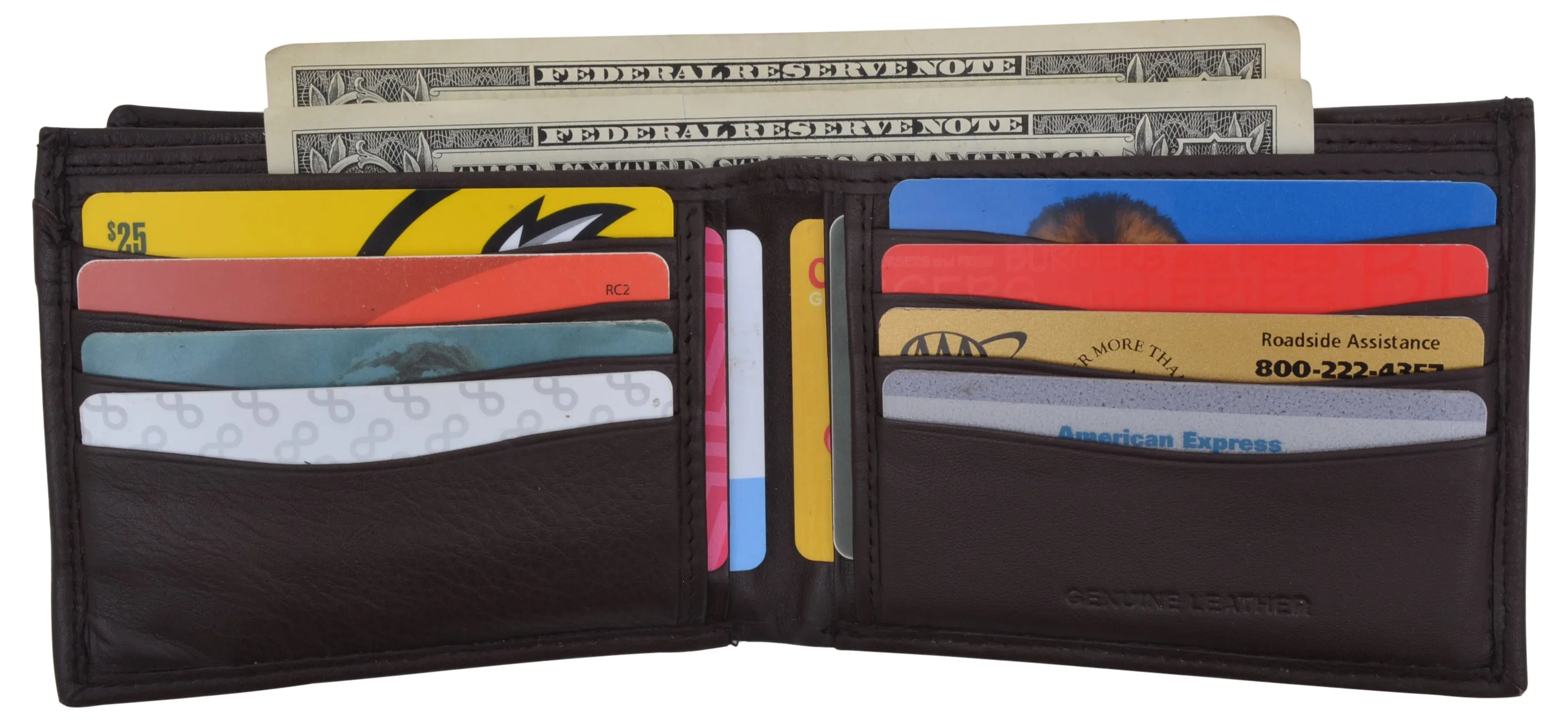 Men's Premium Leather RFID Bifold Wallet W/ Removable Front ID Card Holder