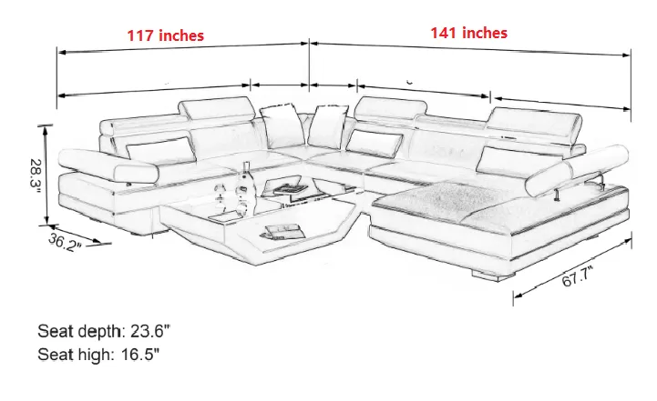 Merdell Modern U-Shape Leather Sectional