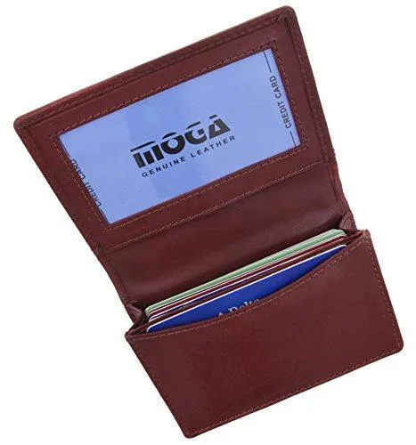 Moga Genuine Leather Business Card Holder Name Card Case Credit Card Wallet with ID Window