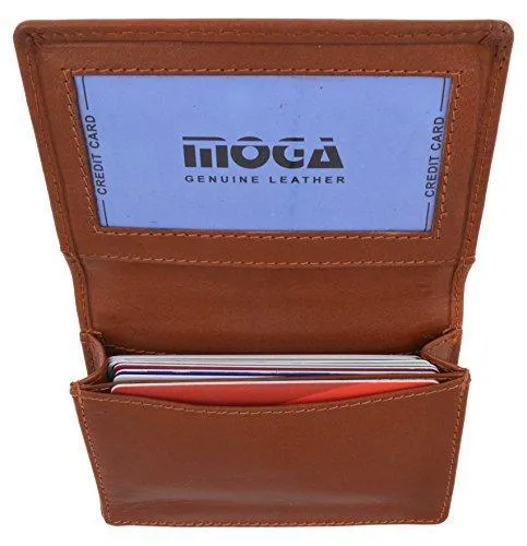 Moga Genuine Leather Business Card Holder Name Card Case Credit Card Wallet with ID Window