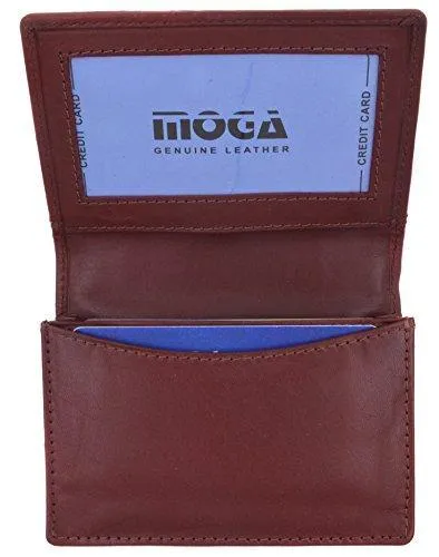 Moga Genuine Leather Business Card Holder Name Card Case Credit Card Wallet with ID Window