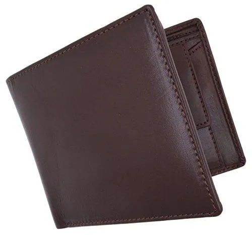 Moga Large Men's Genuine Leather Bifold Wallet With Coin Pouch (1, Brown)