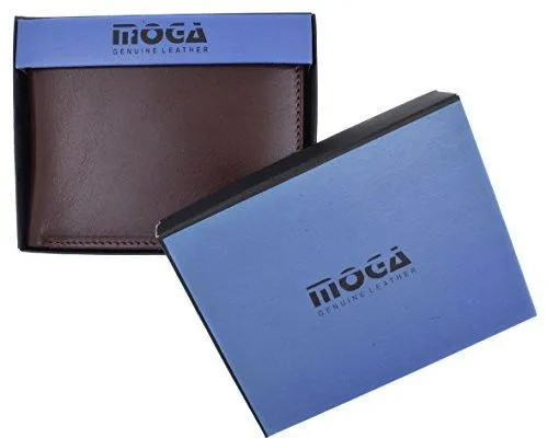 Moga Large Men's Genuine Leather Bifold Wallet With Coin Pouch (1, Brown)