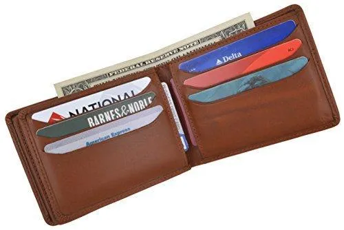 Moga Men's Bifold Genuine Leather Wallet With Double Center Flap And 3 ID Windows