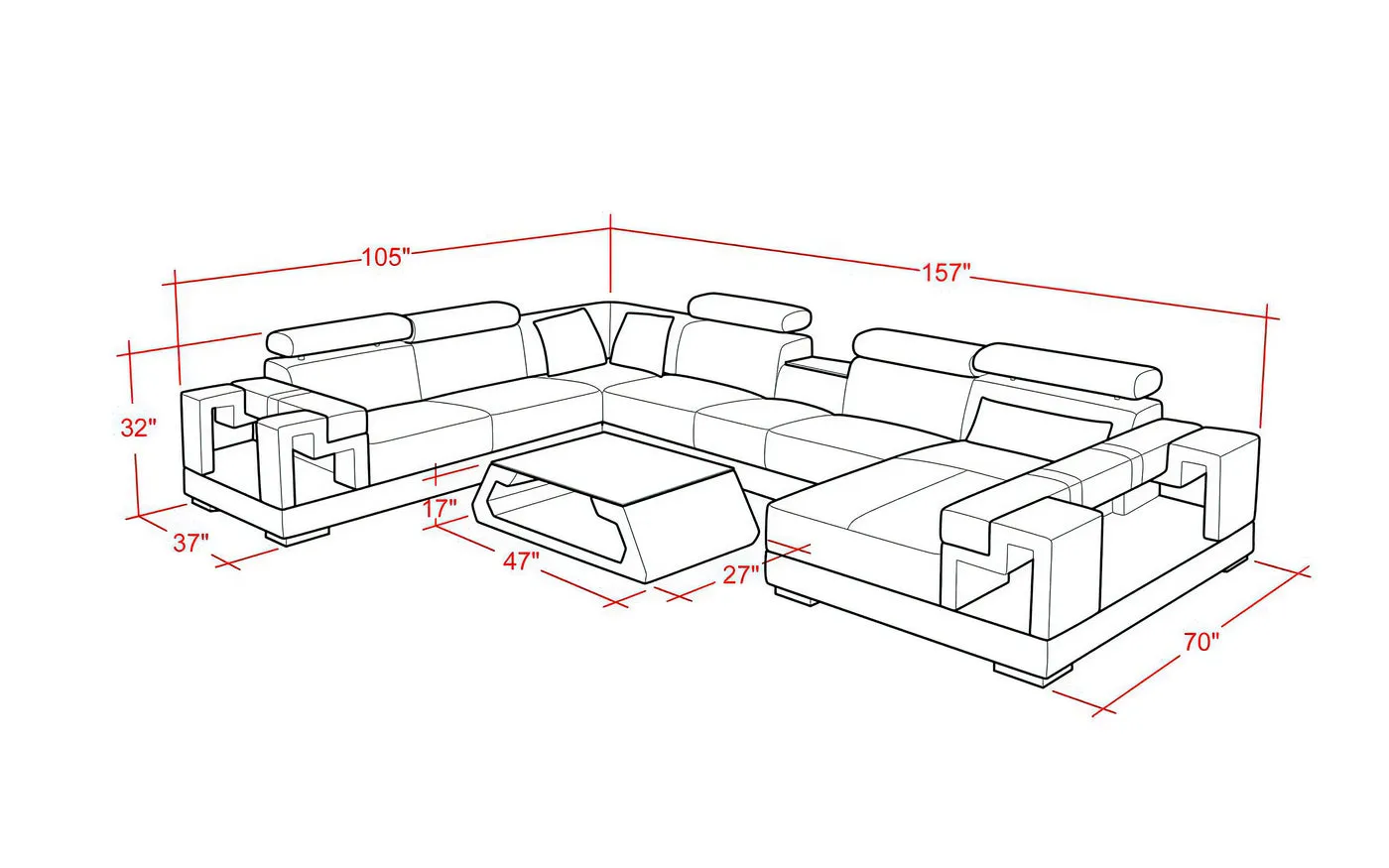 Moore Leather Sectional with Storage