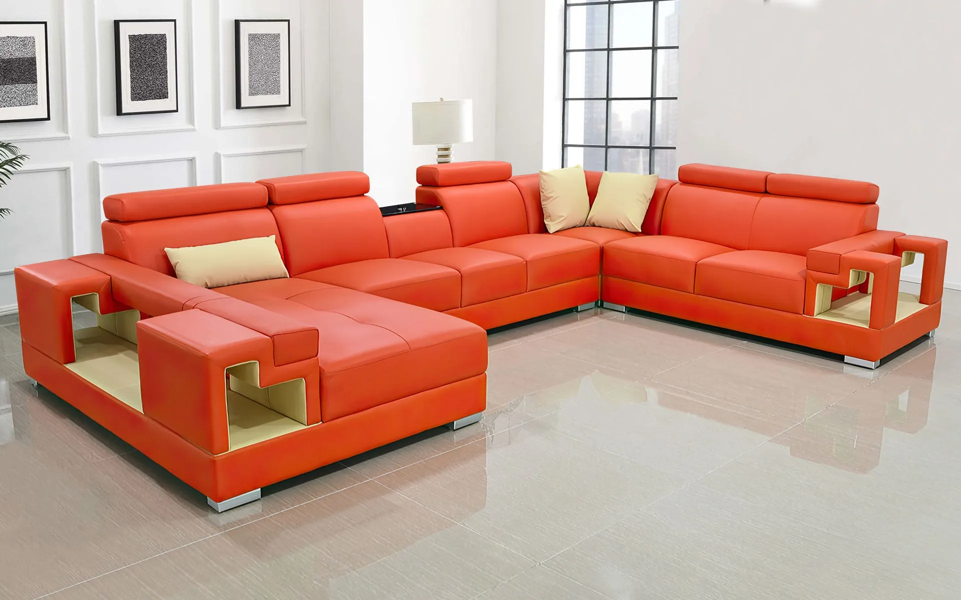 Moore Leather Sectional with Storage