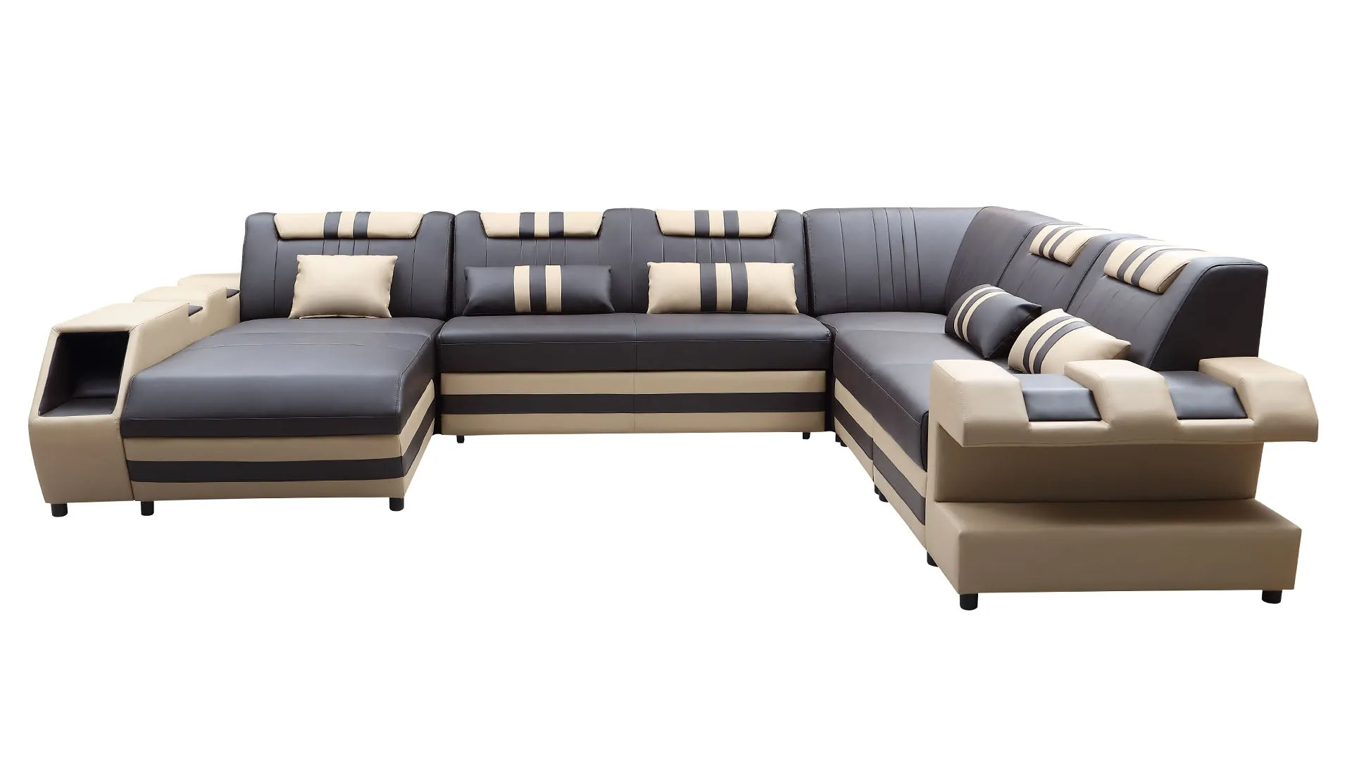 Neptune Modern Leather Sectional with LED Light