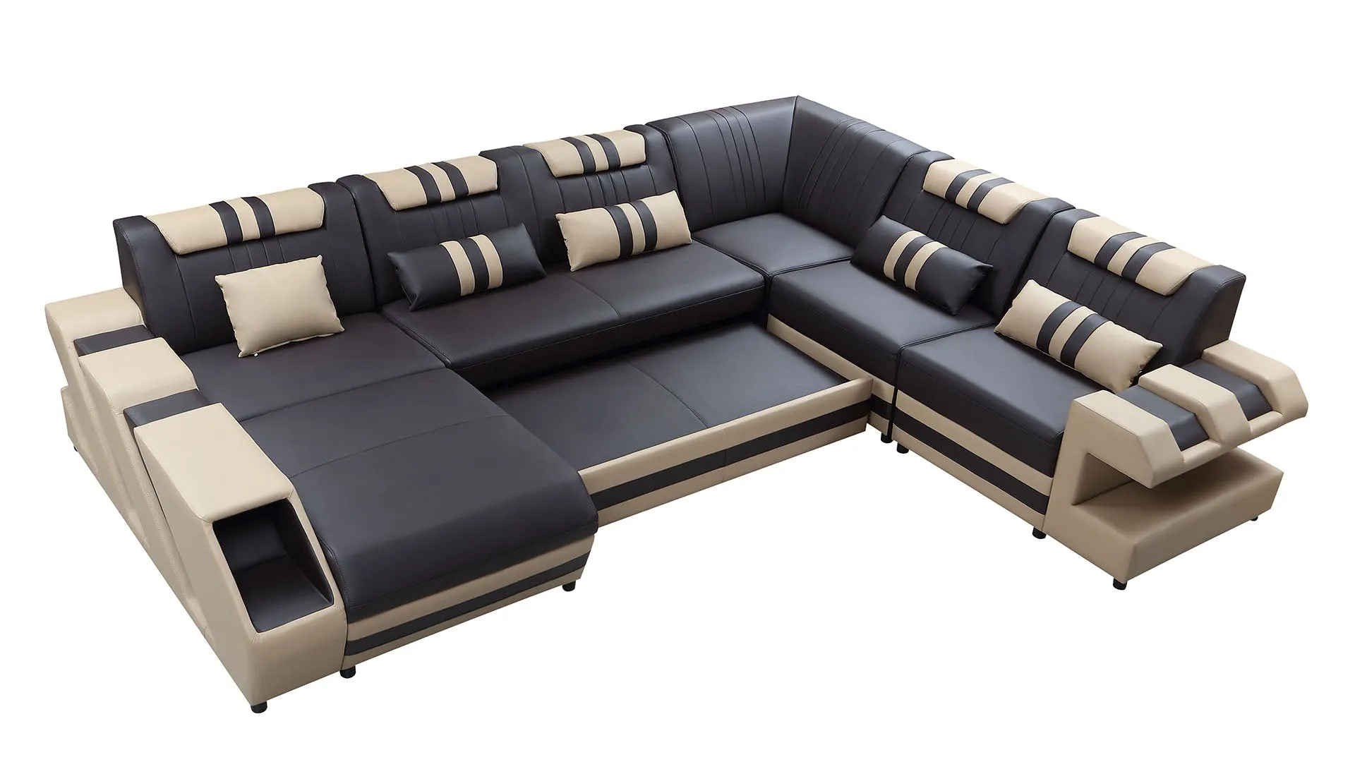 Neptune Modern Leather Sectional with LED Light