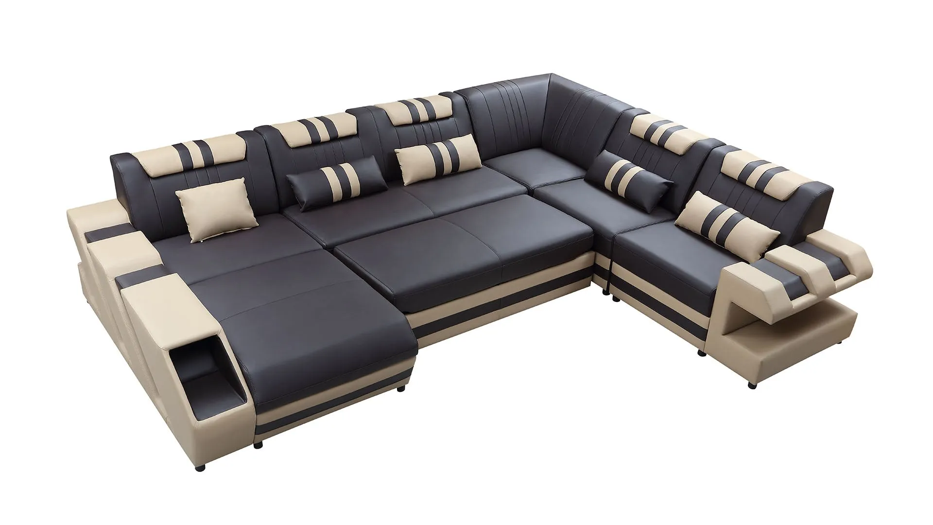 Neptune Modern Leather Sectional with LED Light