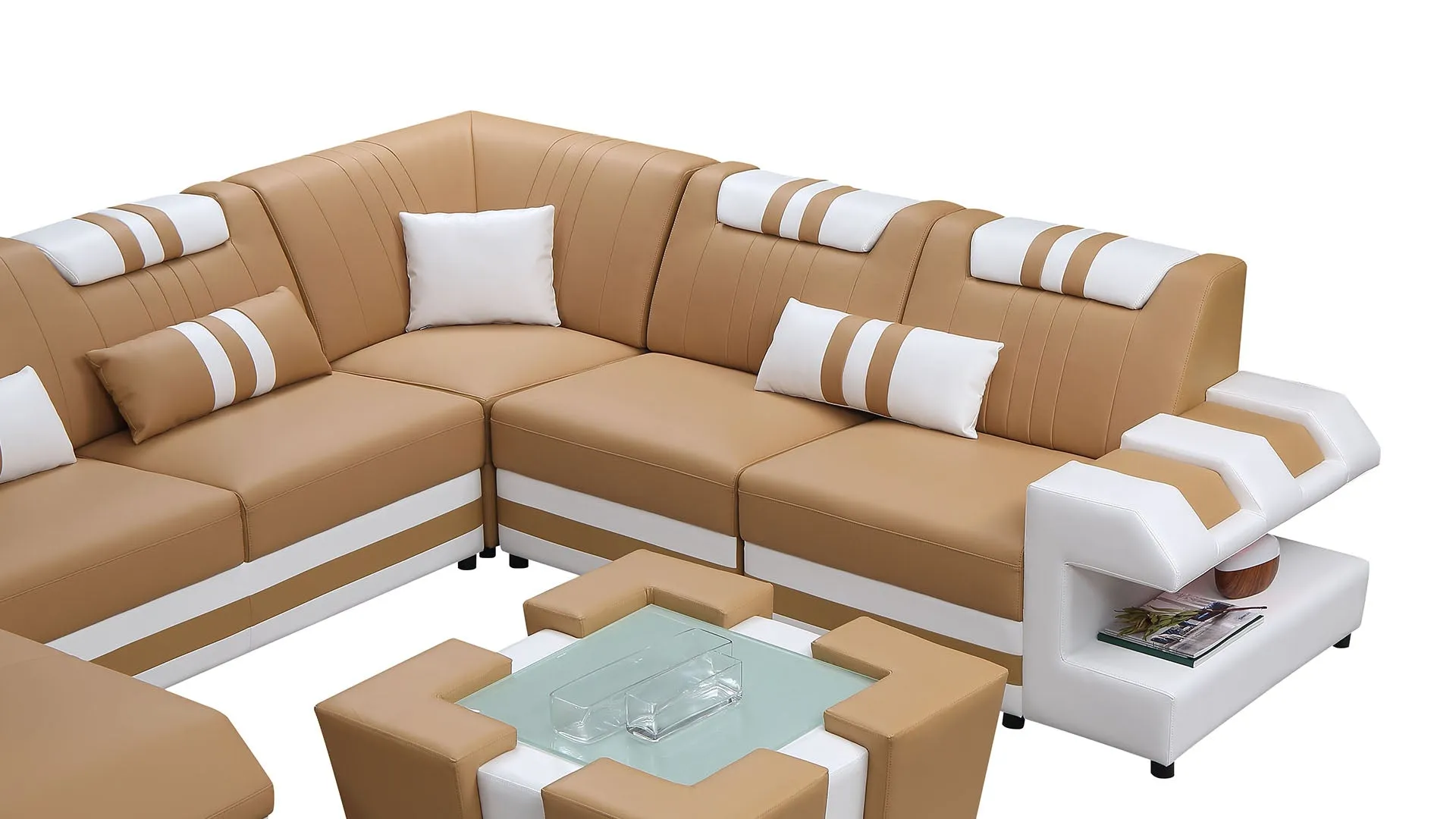 Neptune Modern Leather Sectional with LED Light