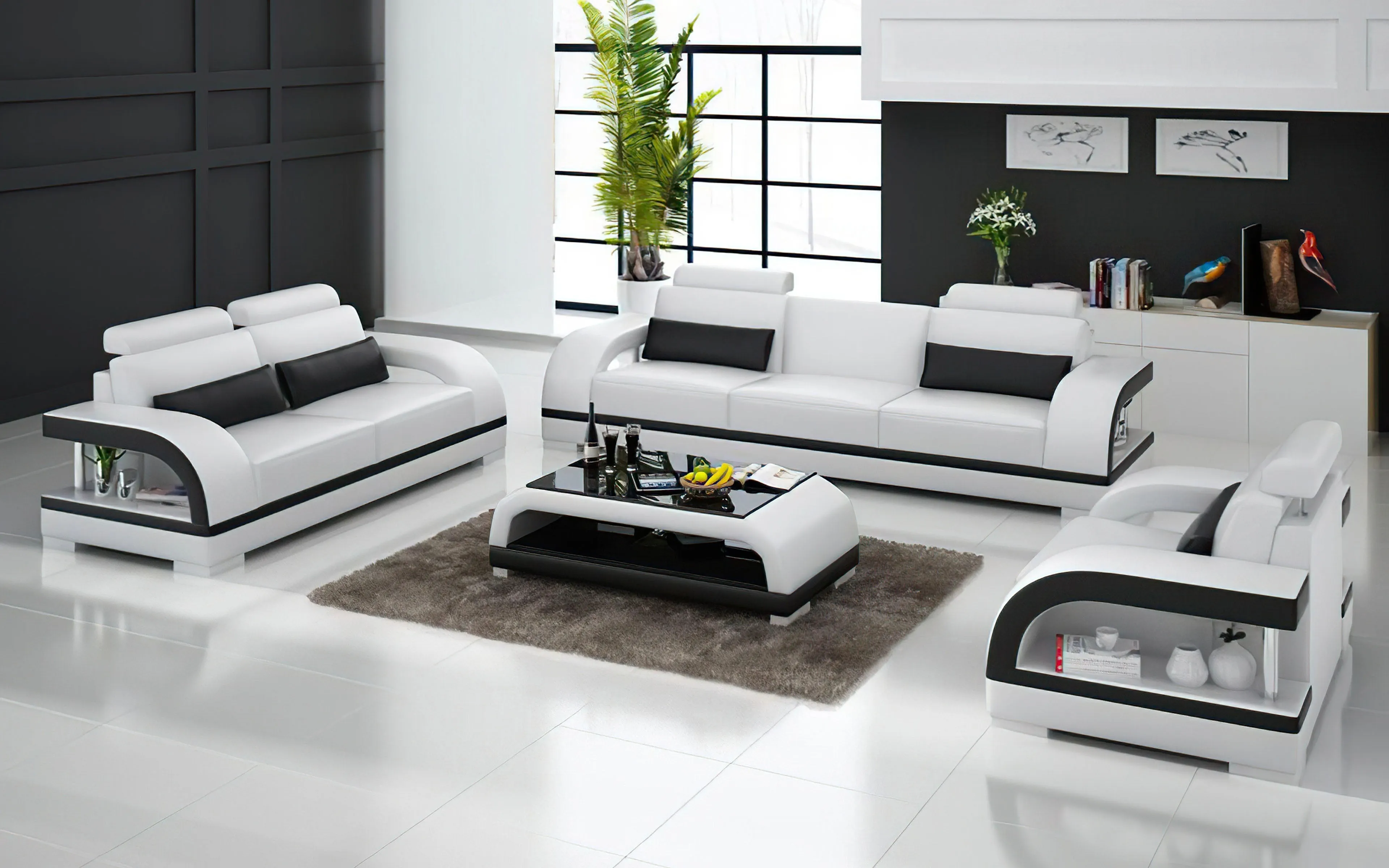 Nexso Modern Leather Sofa Set