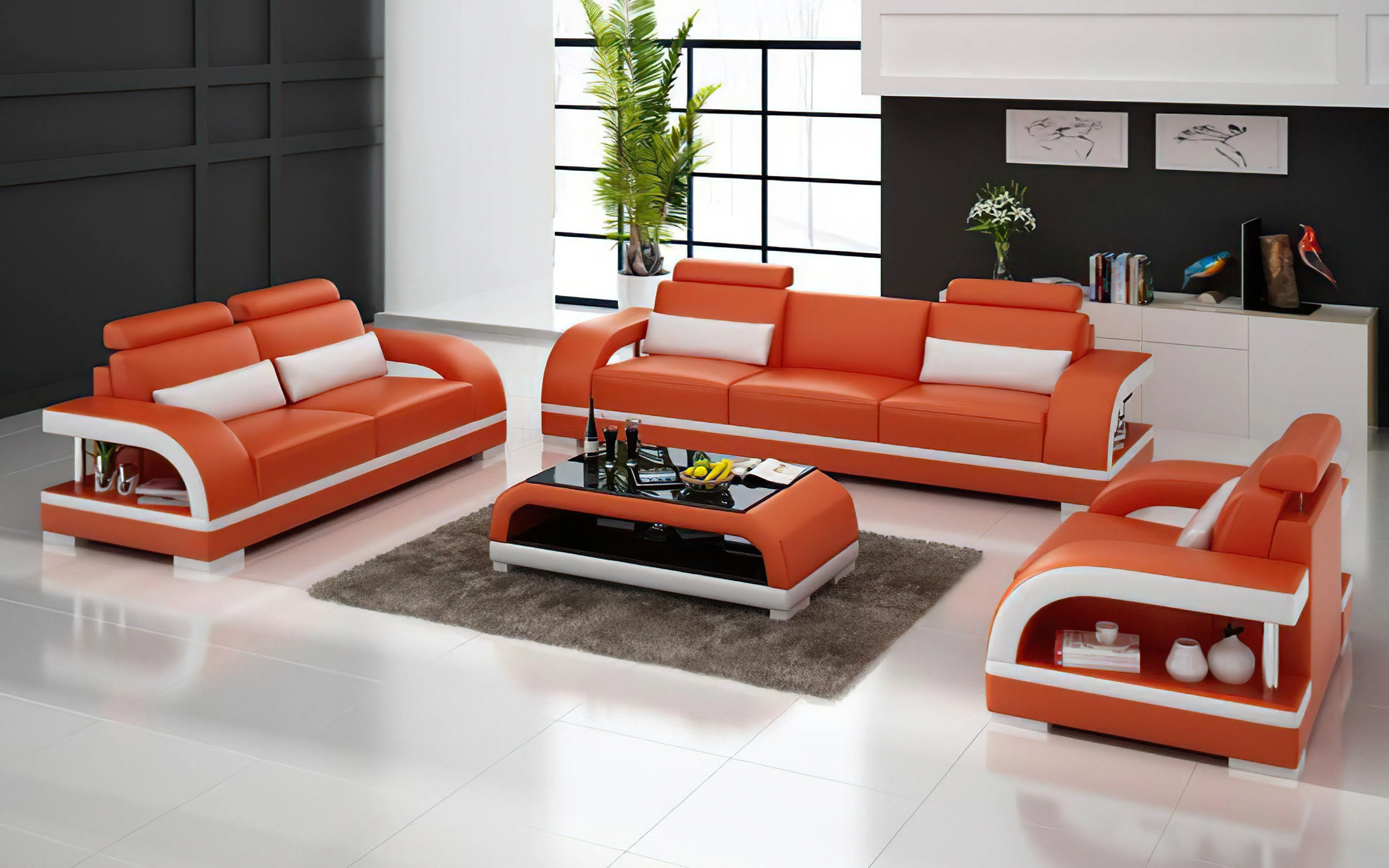 Nexso Modern Leather Sofa Set