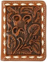 Nocona Bifold Flip Buck Lace Floral Embossed Wallet Tan N500045308