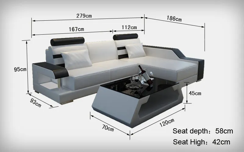 Norba Mini Modern Leather Sectional with Chaise