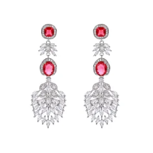 【ODN-E2166】 2022 Trendy Red Drop-shaped Zircon Earrings Female S925 Silver Needle Light Luxury Heavy Industry High-end Earrings