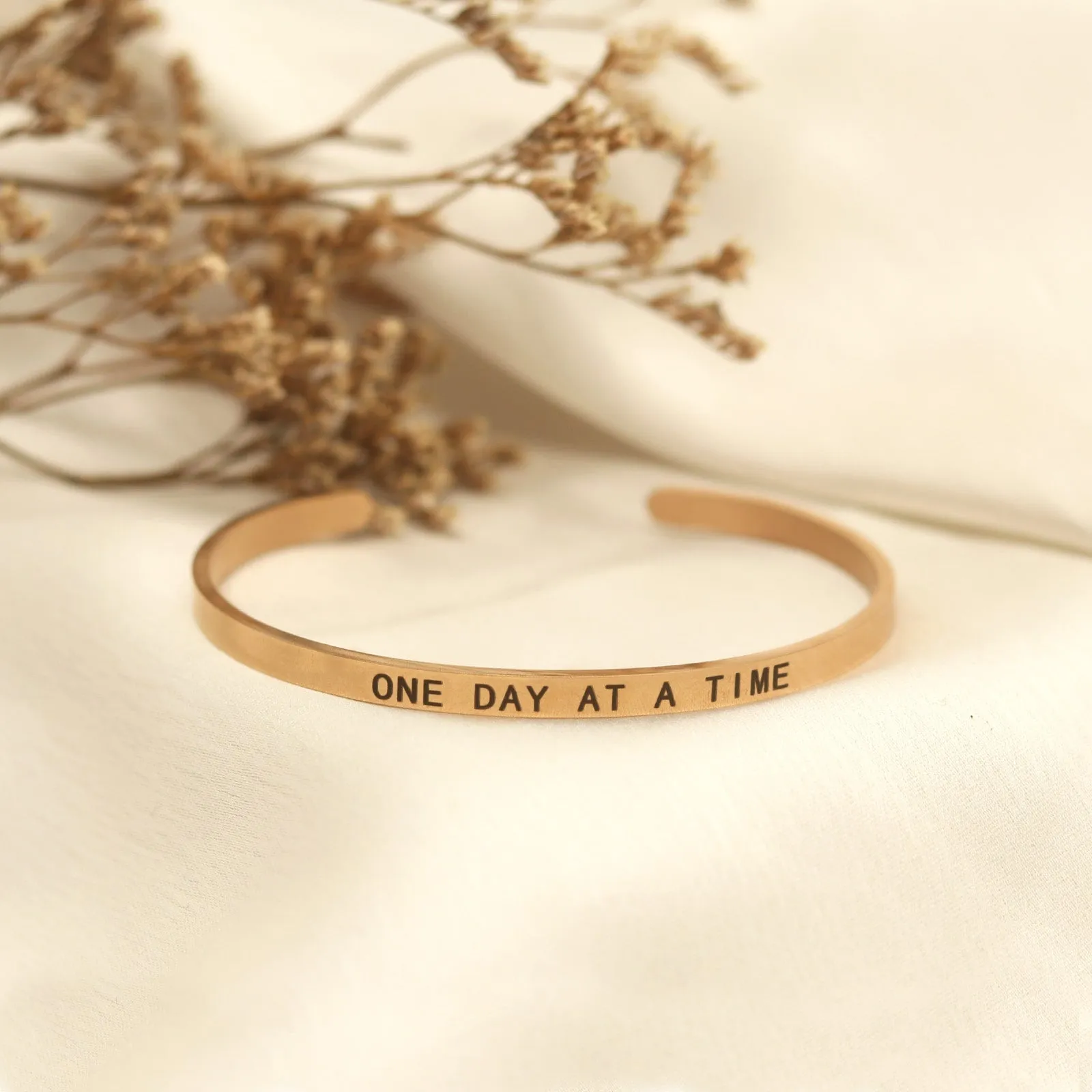 One Day At A Time Rose Gold Mantra Band