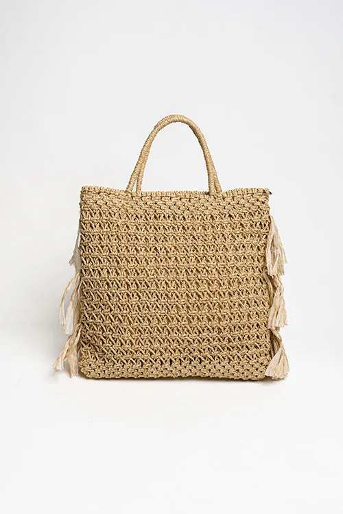 One 'O' Eight Knots Moonlit Raffia Bag