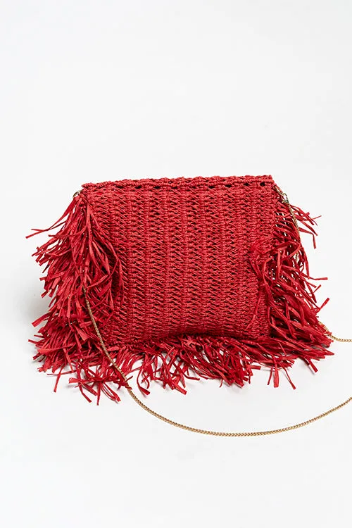 One 'O' Eight Knots Poppy Raffia Bag