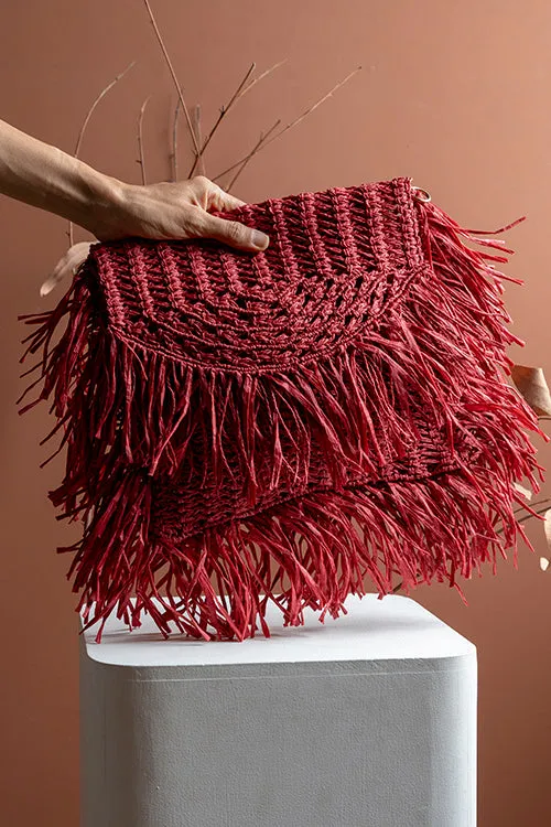 One 'O' Eight Knots Poppy Raffia Bag