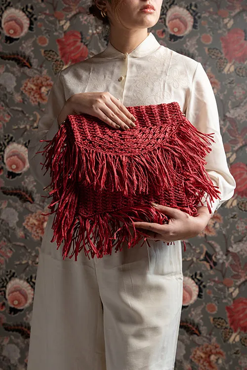 One 'O' Eight Knots Poppy Raffia Bag