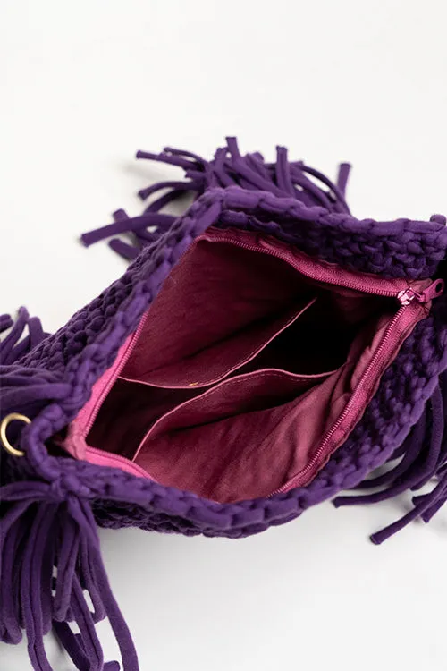 One 'O' Eight Knots Spirited T-Shirt Yarn Bag - Aubergine